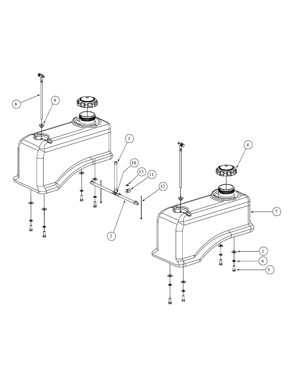 Fuel Tank Assembly Diagram and Parts List for M54-KW (53BB5DBW150-23-HP)(2003 1/2) Cub Cadet Lawn Tractor